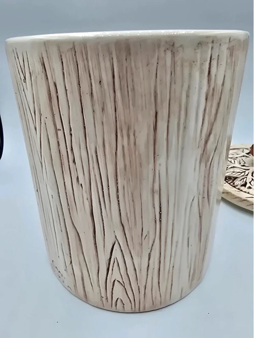 Vintage Treasure Craft ceramic faux-wood grain Sugar canister